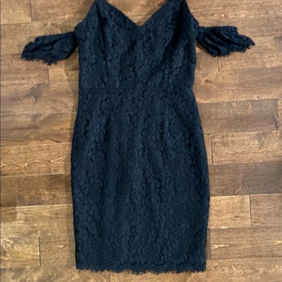 NWOT Dynamite Lace Off the Shoulder Sweetheart Bustier Dress in Black - Picture 2 of 2